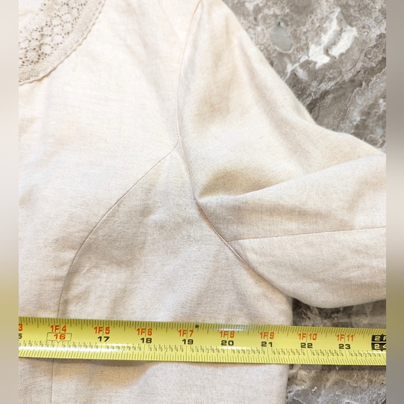 Dressbarn Women's Embroidered beige neutral linen bland Jacket Blazer size XL - Picture 7 of 7
